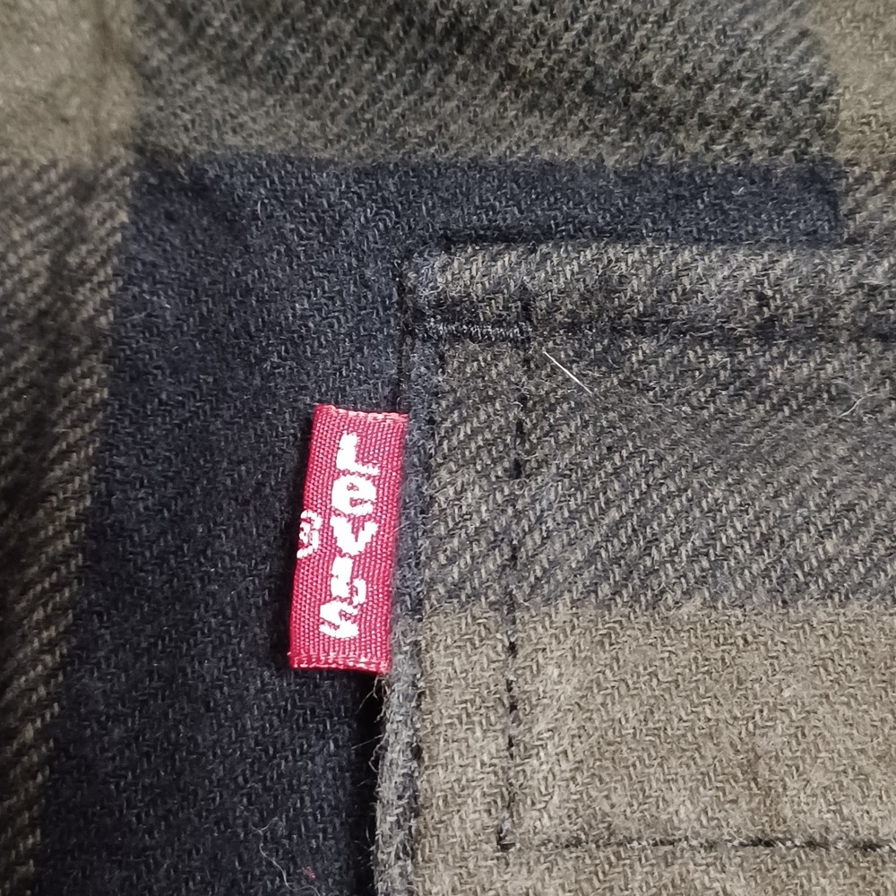 Levi's Shirt Jacket Mens XL Green Buffalo Plaid Sherpa Lined Hooded Flan Shacket - Picture 14 of 15
